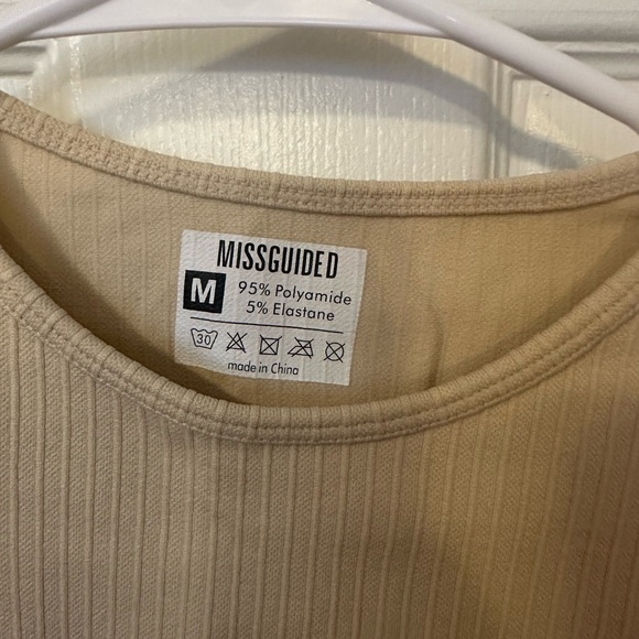 Missguided Beige Ribbed Top - Picture 2 of 6